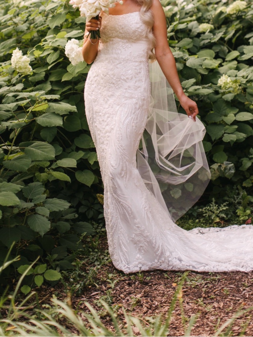Eva Lendel Lanvee: Ivory Lace Mermaid Wedding Dress with Beaded Detail